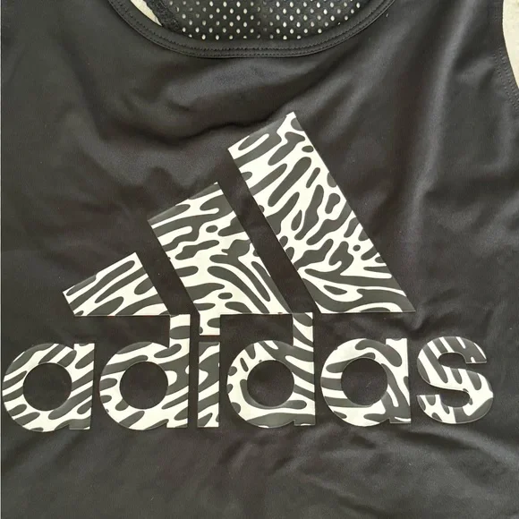 Black Tank Top by Adidas - zebra print back vent - Picture 4 of 5